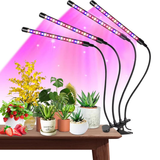 Grow Lights for Indoor Plants, Four Head 80  with Full Spectrum, Adjustable Gooseneck, Auto on off Timing 4 8 12Hrs