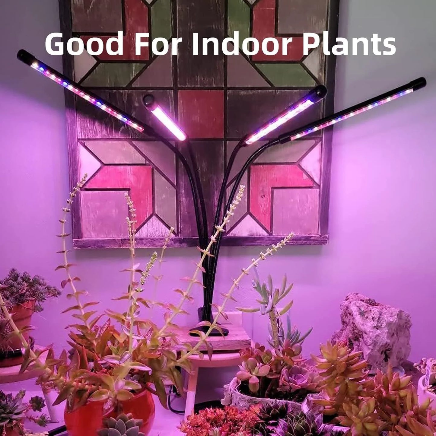 Grow Lights for Indoor Plants, Four Head 80  with Full Spectrum, Adjustable Gooseneck, Auto on off Timing 4 8 12Hrs